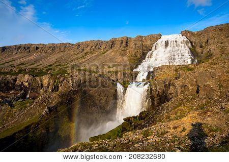 Big Dynjandi Waterfall In Iceland