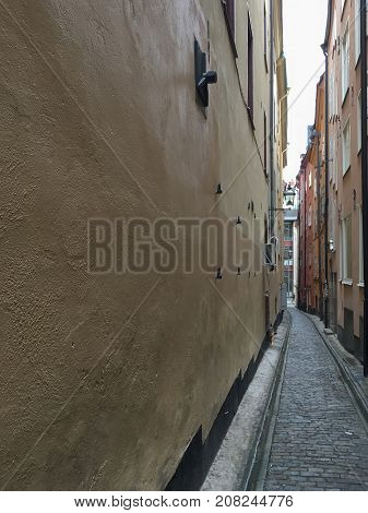 Old Street In The Gamlastan Area Of Stockholm