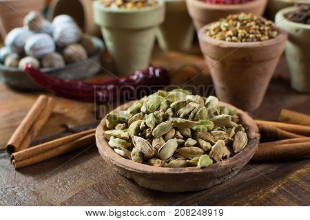 Most Expensive Spice In The World – Dried Green Cardamom Pods With Black Seeds, Used As An Ingredien