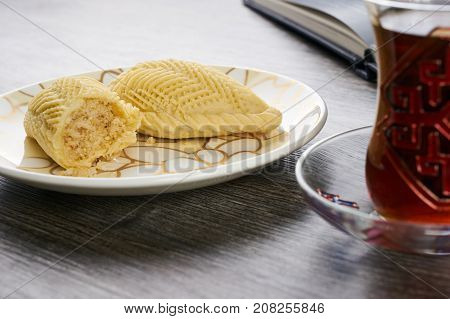 Traditional Azerbaijan Sweet Pastry Shekerbura With Nuts