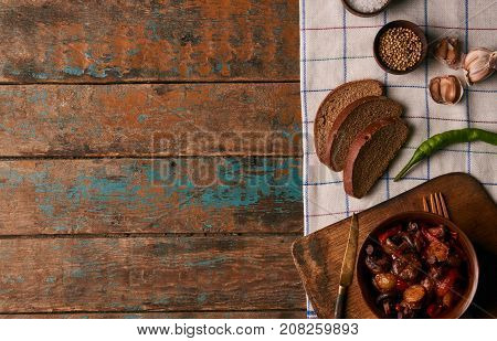 Baked Vegetables, Potatoes, Mushrooms, Onion, Tomato And Garlic