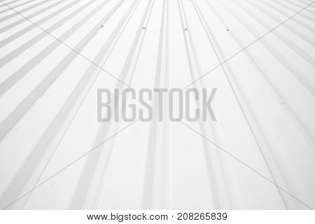 3D White Texture - Close Up Verticle View of Corrugated Metal Wall of Abandoned Sawmill, Straight Minimalist Perspective lines