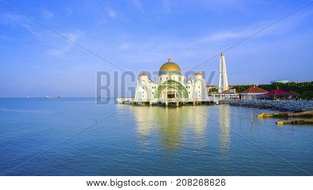 Malacca Straits Mosque ( Masjid Selat Melaka), It Is A Mosque Located On The Man-made Malacca Island