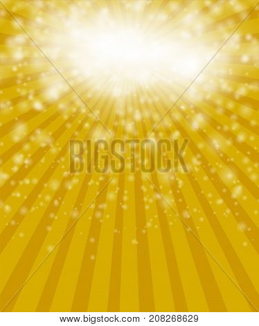 Champagne abstract festival pop art radial background. Wine glitter sparkle beverage backdrop. Golden bright magic shine lights. Alcohol party glowing. Vector blur confetti illustration.