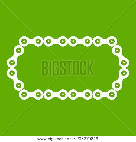 Bicycle chain icon white isolated on green background. Vector illustration