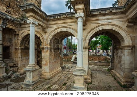 View Of Hadrian's Gate In Old City Of Antalya