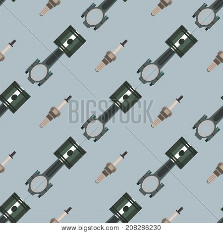 Brake disc pads garage seamless pattern auto car repair service maintenance transportation automotive mechanic vector illustration. Automobile workshop technician engine garage.