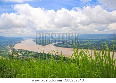 Beautiful of landscape View Mekong River at Wat Pha Tak Suea in Nongkhai, Thailand