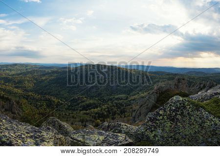 Beauty view in mountains of Altai. Kolyvan ridge - a mountain range in the north-west of the Altai Mountains, in the Altai Territory of Russia