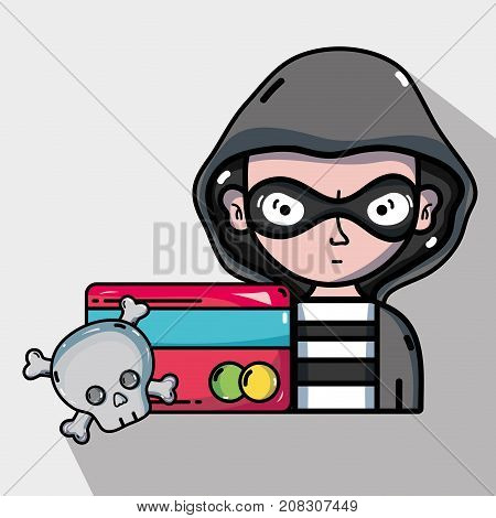 person hacker to programmer virus in the system vector illustration