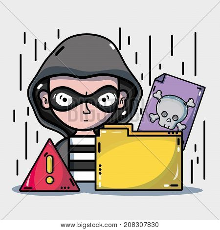 person hacker to programmer virus in the system vector illustration