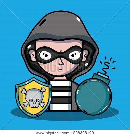 person hacker to programmer virus in the system vector illustration