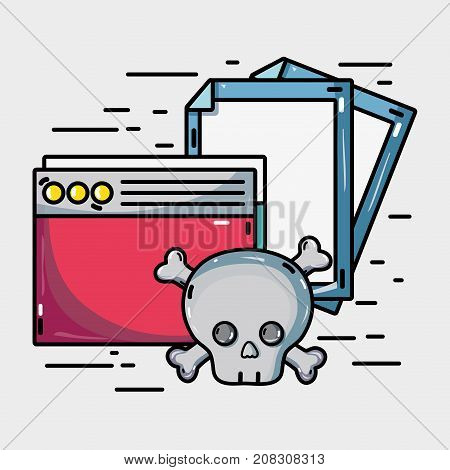 documents information with dangerous cyber virus vector illustration