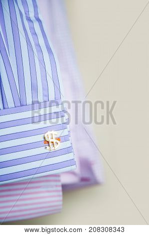 Cufflinks In A $ Sign. Cufflinks Dollar. Gold Cufflinks.