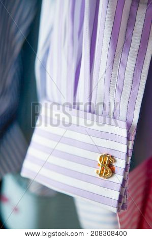 Cufflinks In A $ Sign. Cufflinks Dollar. Gold Cufflinks.