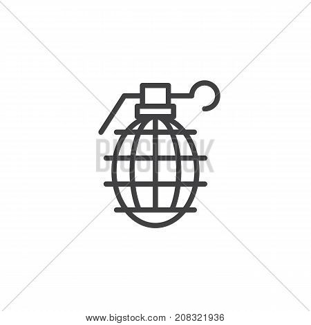 Grenade line icon, outline vector sign, linear style pictogram isolated on white. Frag symbol, logo illustration. Editable stroke