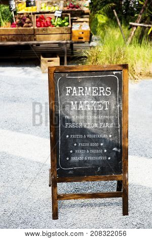Chalk Black Board Show Selling Lists at Farmer Market