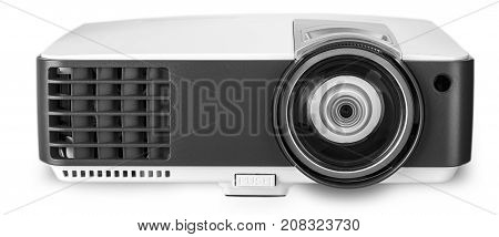 White multimedia projector isolated on white background