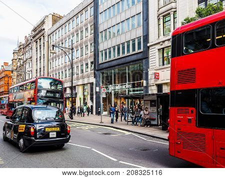 People In Oxford Street In London, Hdr