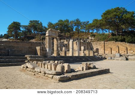 Archaeological site of ancient Kamiros in Rhodes Greece island