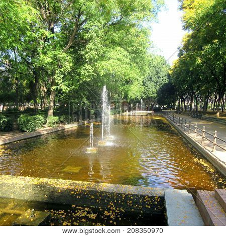 view of a pretty foutain in seville ( spain )
