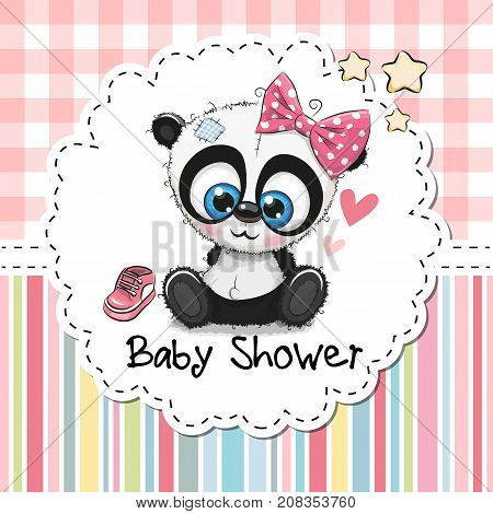 Baby Shower Greeting Card with cute Cartoon Panda girl