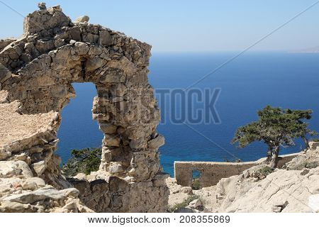 Detail of Monolithos fortress Rhodes island Greece