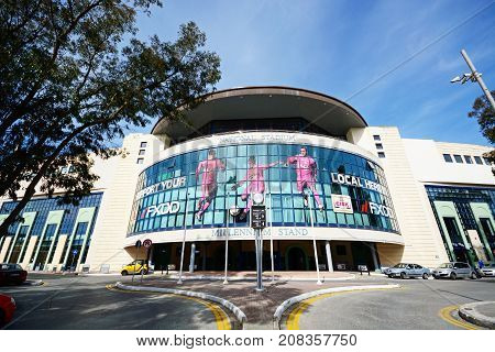 TAQALI, MALTA - APRIL 1, 2017 - Front view of the National stadium TaQali, Malta, April 1, 2017.