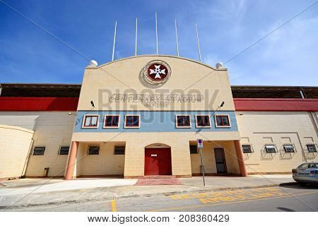 ATTARD, MALTA - APRIL 1, 2017 - Front view of the Centenary Stadium Attard Malta Europe, April 1, 2017.