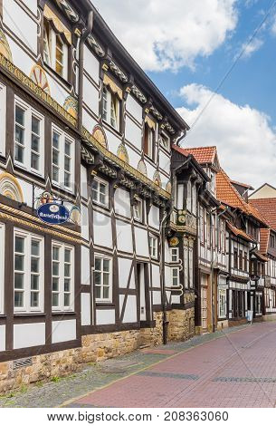HAMELN, GERMANY - MAY 22, 2017: Historic half-timbered house in the center of Hameln, Germany