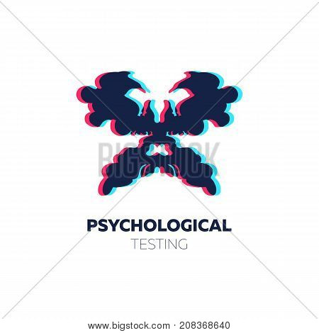 Psychological testing logo. Vector illustration with rorschach test inkblots
