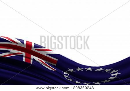Grunge colorful flag Cook Islands with copyspace for your text or images,isolated on white background. Close up, fluttering downwind.