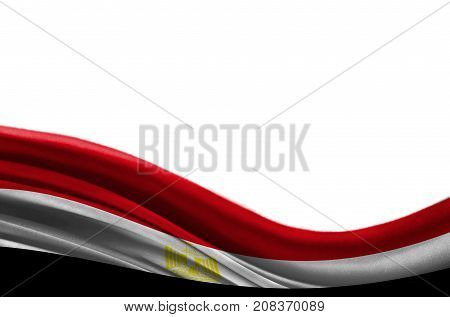 Grunge colorful flag Egypt with copyspace for your text or images,isolated on white background. Close up, fluttering downwind.