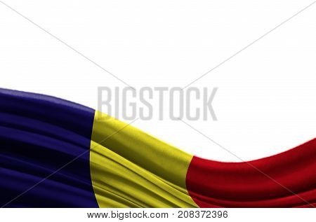 Grunge Colorful Flag Romania With Copyspace For Your Text Or Images,isolated On White Background. Cl