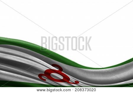 Grunge colorful flag Ingushetia with copyspace for your text or images,isolated on white background. Close up, fluttering downwind.
