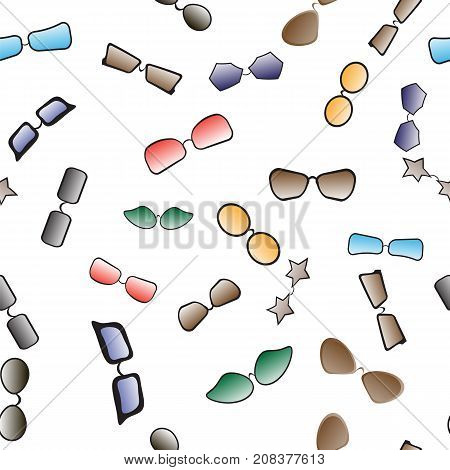 Colorful Glasses Seamless Pattern Isolated on White Background