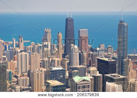 Chicago Skyline from above from Skydeck Tower.
