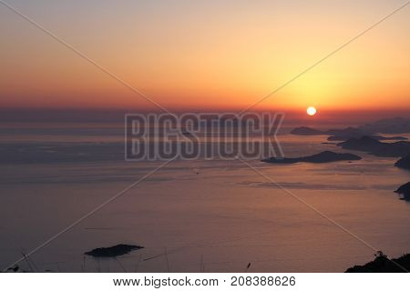 Sunset over the Adriatic Sea Croatia in summer.