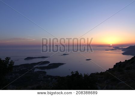 Sunset over the Adriatic Sea Croatia in summer.
