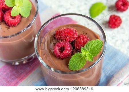 Chocolate Mousse With Raspberry