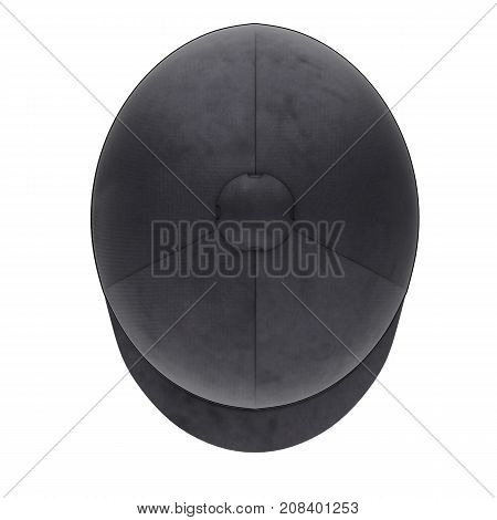 Classic Jockey helmet for horseriding athlete. Top view. Velvet material. 3D render Illustration isolated on a white background.