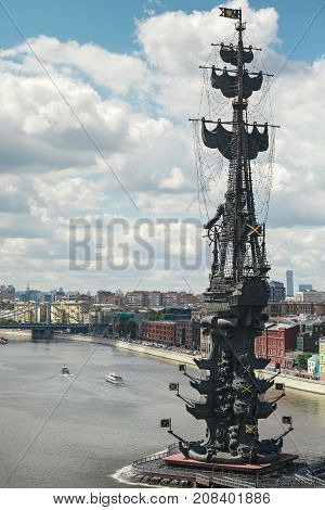 MOSCOW, RUSSIA - JUNE 07, 2017: Monument to Peter the Great in Moscow. The monument to Peter the Great in Moscow was built in 1997.