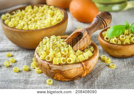 Ditalini Macaroni. Pasta Rings. Tubettini And Thimbles. Anellini.