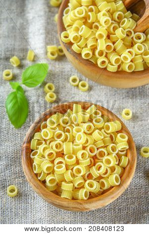Ditalini Macaroni. Pasta Rings. Tubettini And Thimbles. Anellini.