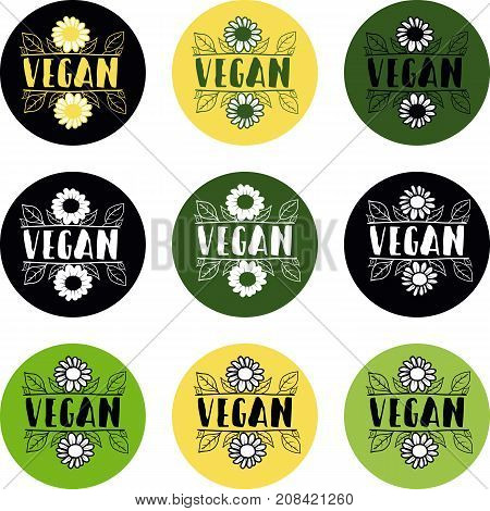Vegan logo Set of vegan icons logo