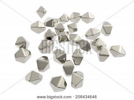 Titanium dioxide TiO2 nanoparticles, 3D illustration. TiO2 nanoparticles have shape of hexagonal crystals, they are used in medicine, chemistry, cosmetics, paper industry