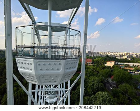 Big wheel on a fun fair - top view