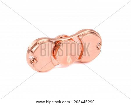 Metallic fidget spiner isolated on white background