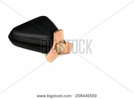 Metallic fidget spiner isolated on white background