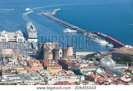 Port, Castel Nuovo And Galleria Umberto I In Naples, Italy